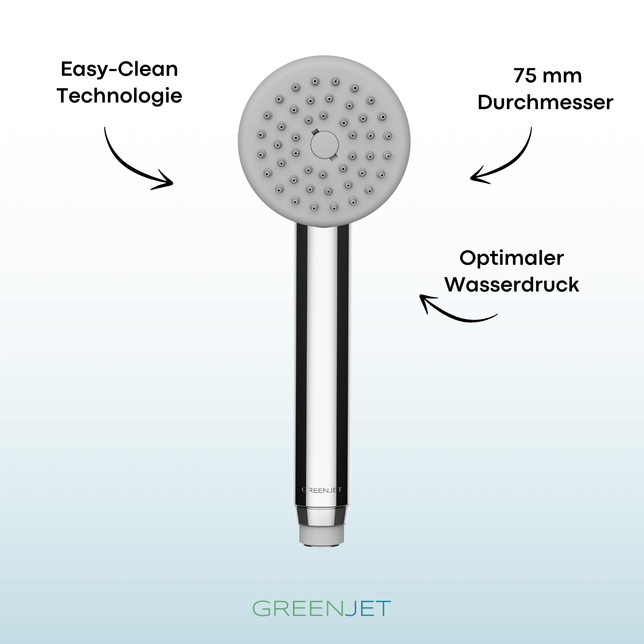 Der 75mm Durchmesser sorgt für einen sanften Regenstrahl, während die Easy-Clean Technologie Kalkablagerungen mühelos entfernt. Perfekt für eine nachhaltige und entspannende Dusche. 