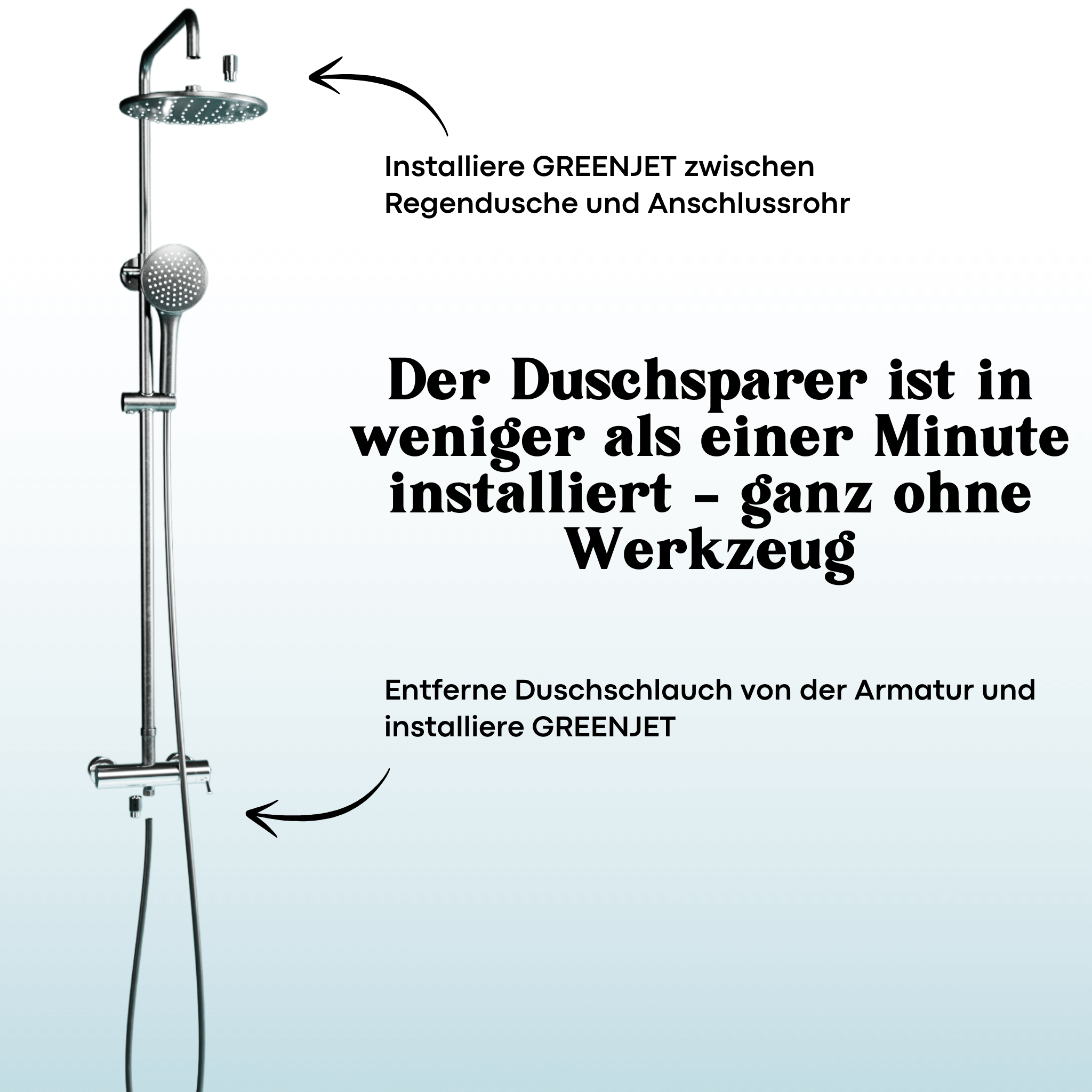 Der Duschsparer ist in weniger als einer Minute installiert