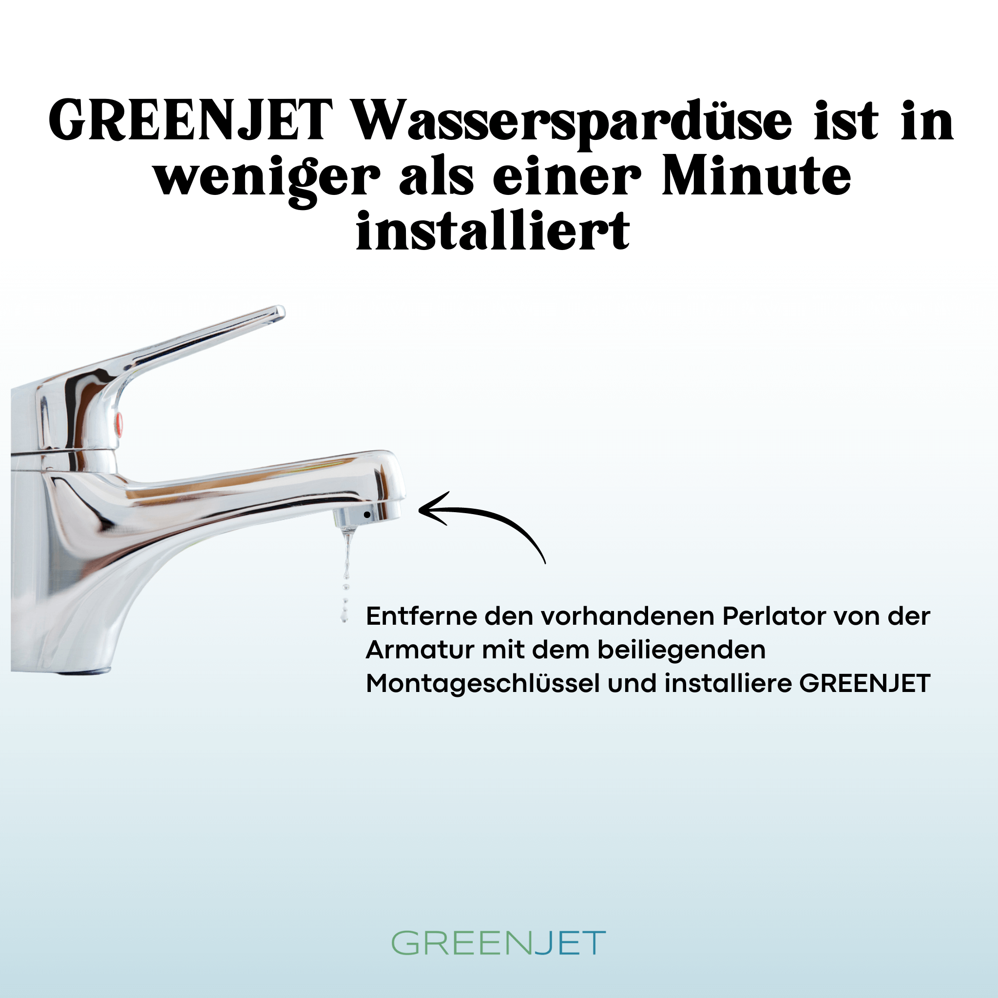 Der Wassersparer ist in weniger als einer Minute in Bad oder Küche installiert